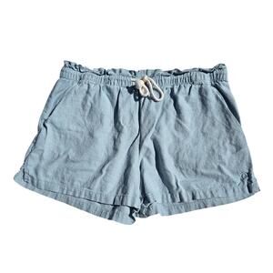 Hang Ten Light Blue Linen Blend Elastic Waist Pull On Shorts Womens Size L